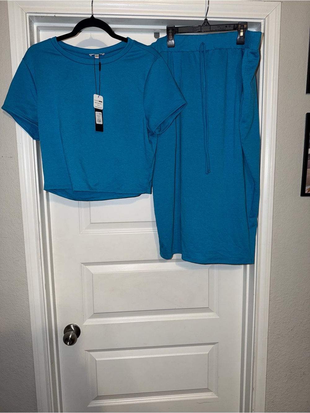 Fashion Nova Teal Blue Two-Piece Skirt Set